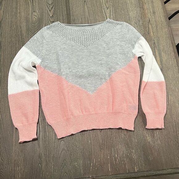 Shein Sweater Pullover Long Sleeve Knitted Colorblock Pink/Gray Size L - Picture 1 of 4